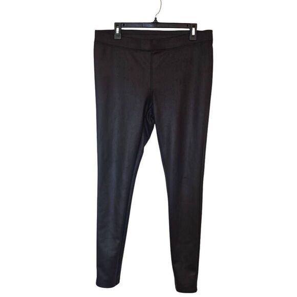 Express Women's Black Poly/Spandex Faux Leather High Waist Leggings - Picture 1 of 8